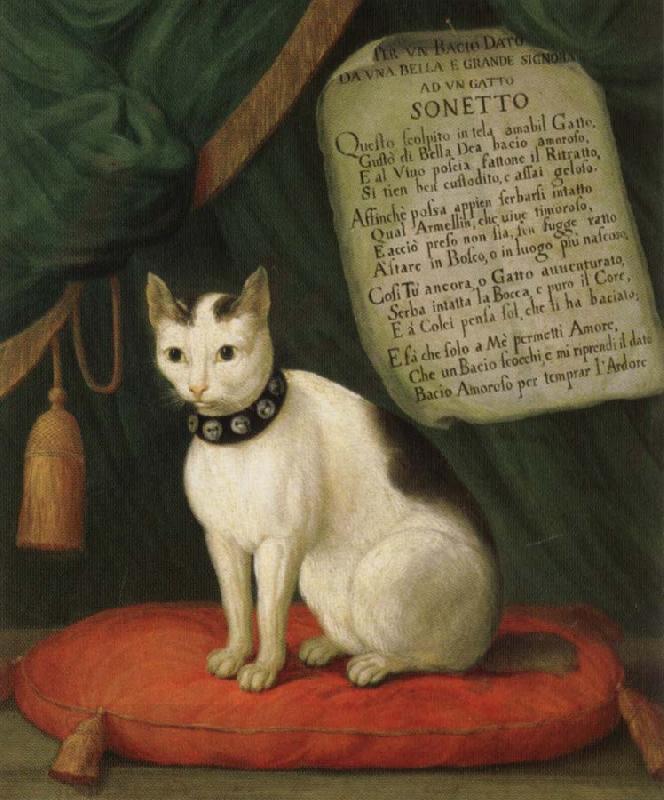 unknow artist Portrait of Armellino the Cat with Sonnet China oil painting art